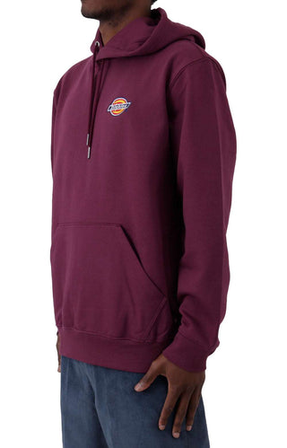 (TWR20GW9) Fleece Embroidered Chest Logo Pullover Hoodie - Grape Wine