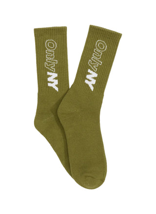 Outline Logo Socks - Golden Olive/White