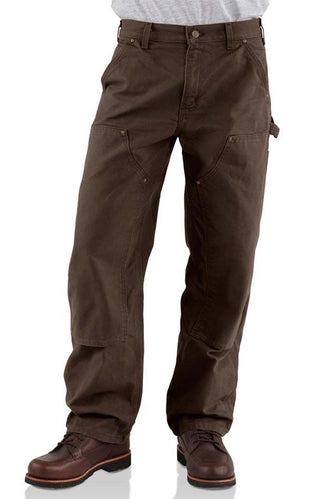 (B136) Double Front Washed Duck Loose Fit Pant - Dark Brown