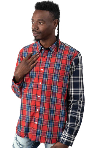 Mixed Plaid Button-Up Shirt - Multi