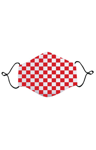 Adult Anti Bacterial Knit Face Mask - Red Checkerboard