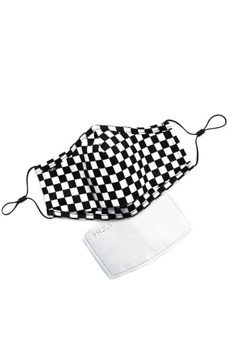 Kids Anti Bacterial Knit Face Mask - Black Checkerboard