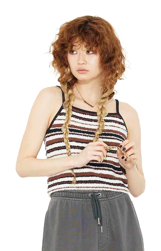 Striped Terry Cloth Camisole - White