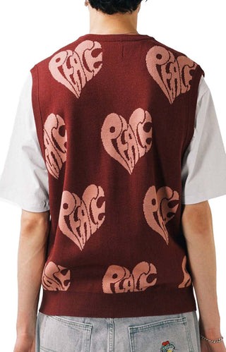 Peace Knit Vest - Wine