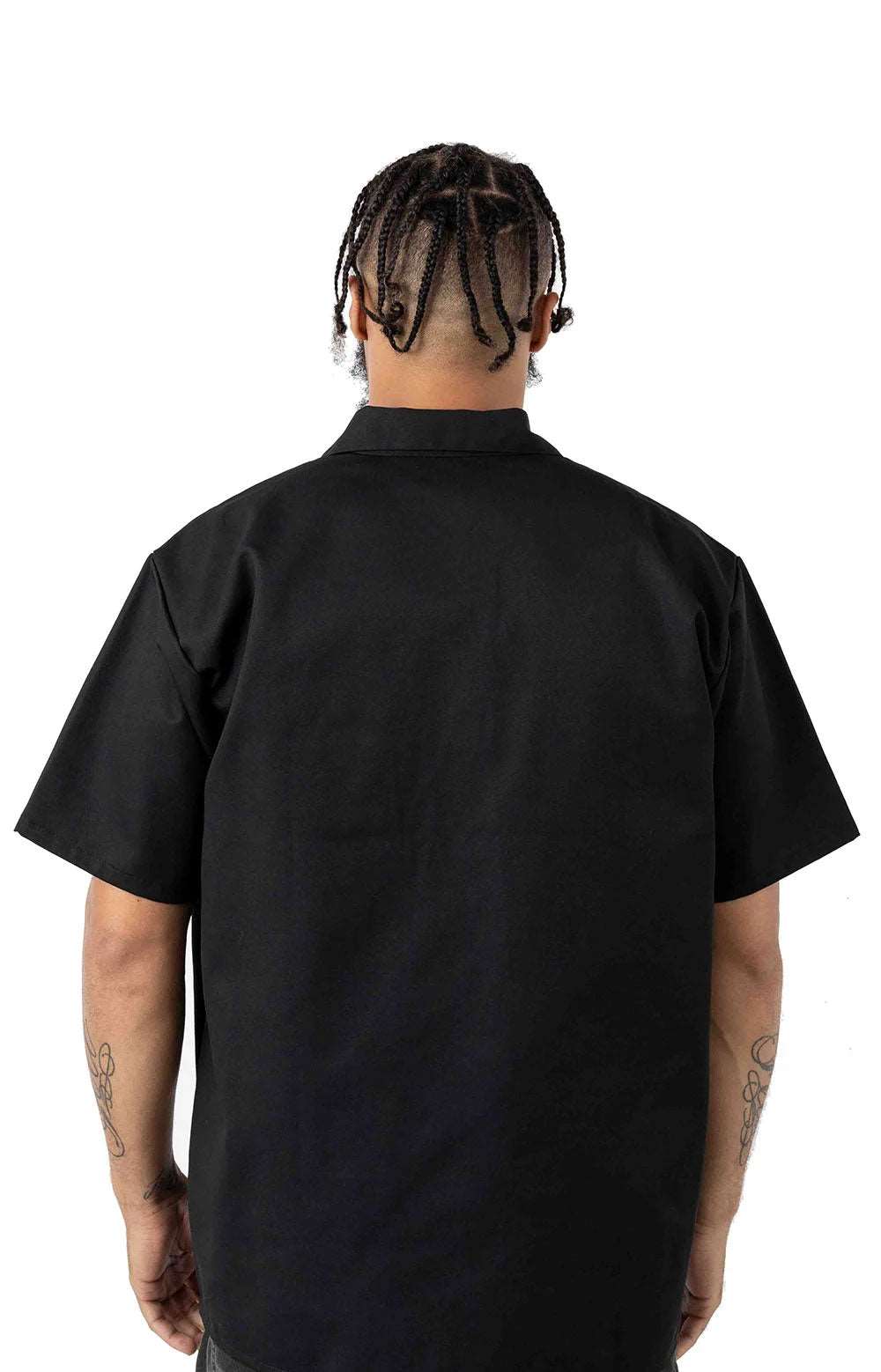Short Sleeve Solid 1/2 Zip Shirt - Black