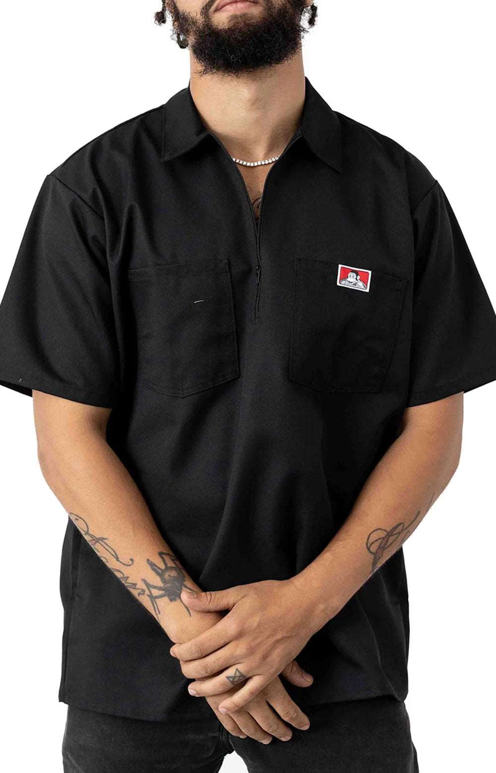 Ben Davis, Short Sleeve Solid 1/2 Zip Shirt - Black – MLTD