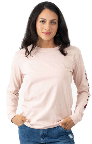(103401) WK231 Workwear Sleeve Logo L/S Shirt - Ash Rose/Oxblood