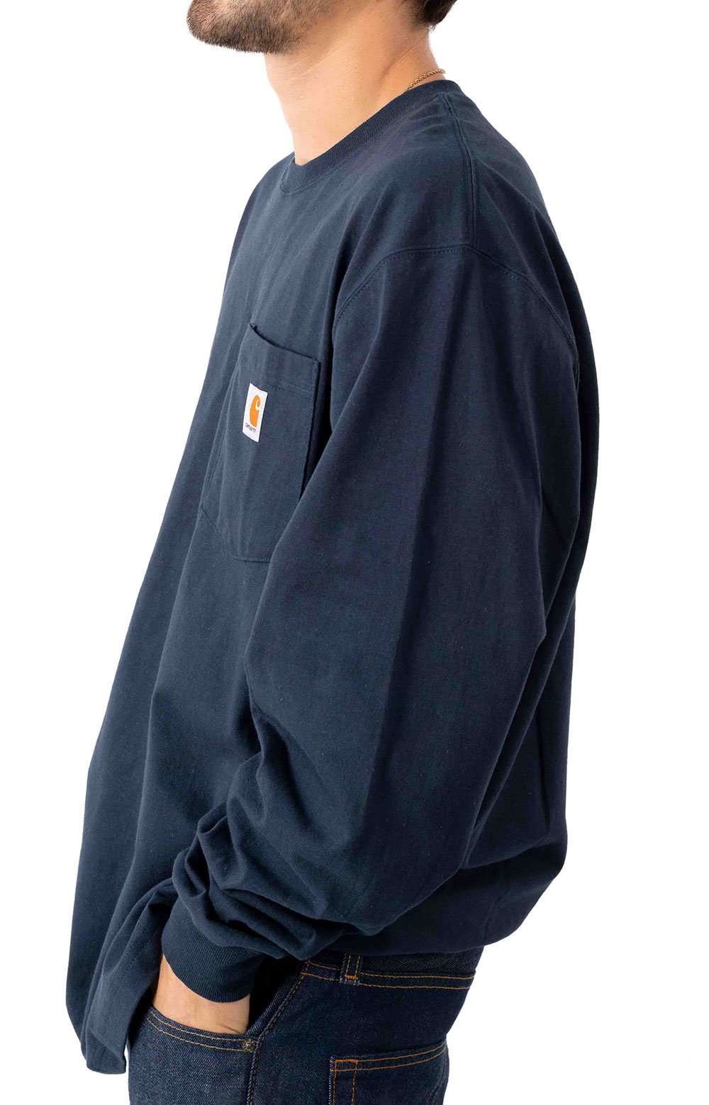 (K126) L/S Workwear Pocket T-Shirt - Navy