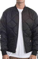 (61242BK) Diamond Quilted Nylon Jacket - Black