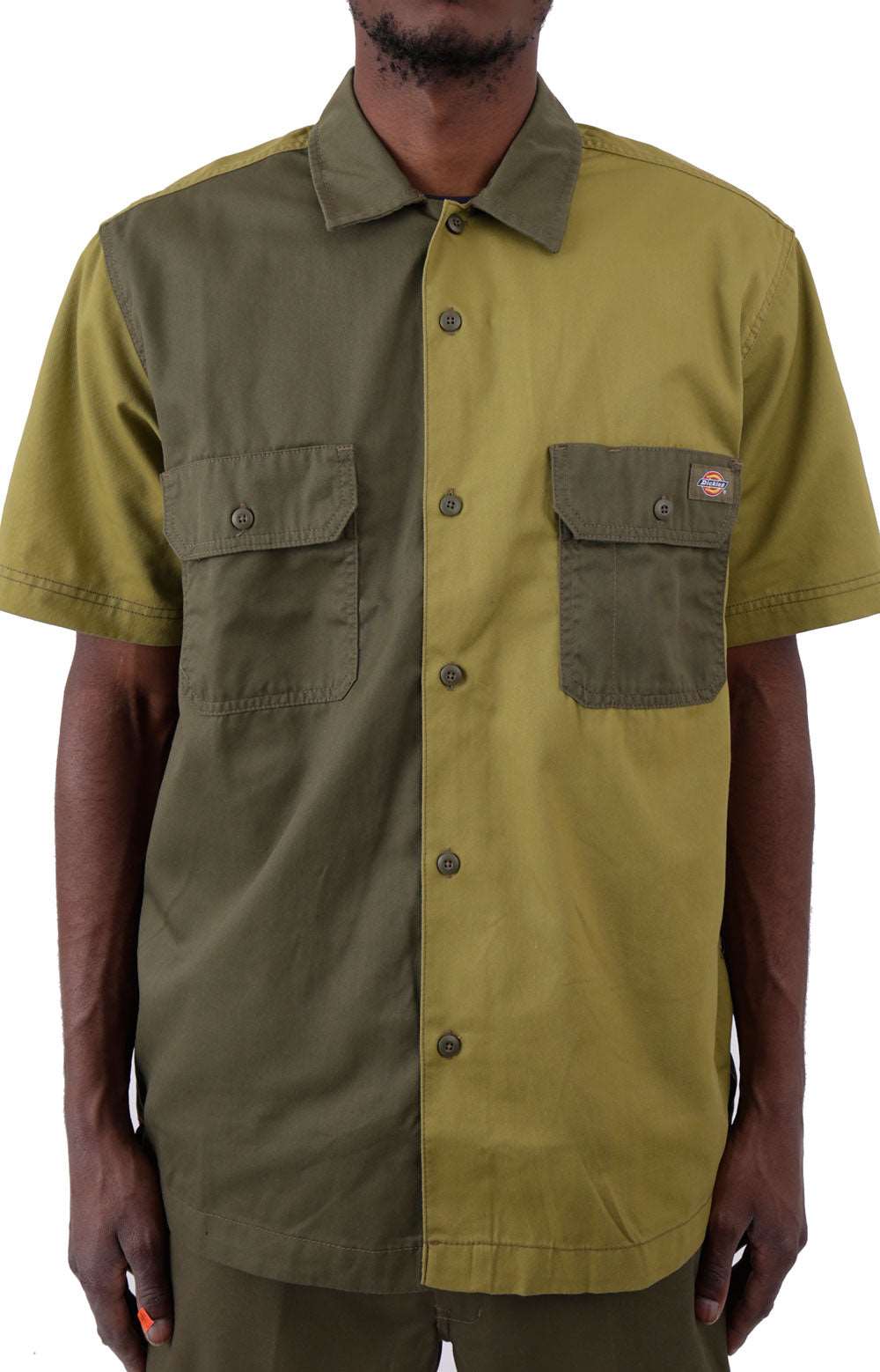 (WSR12R2G) Embroidered Short Sleeve Work Shirt - Rinsed Military/Moss Green