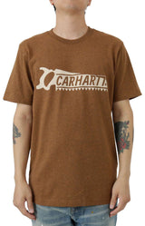 (105181) Relaxed Fit Heavyweight Short Sleeve Saw Graphic T-Shirt - Oiled Walnut Heather