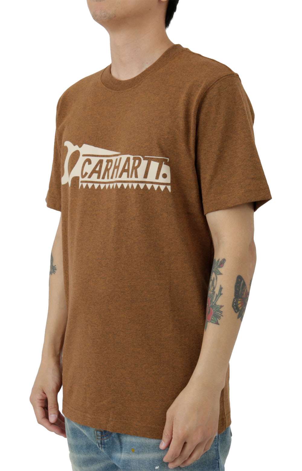 (105181) Relaxed Fit Heavyweight Short Sleeve Saw Graphic T-Shirt - Oiled Walnut Heather