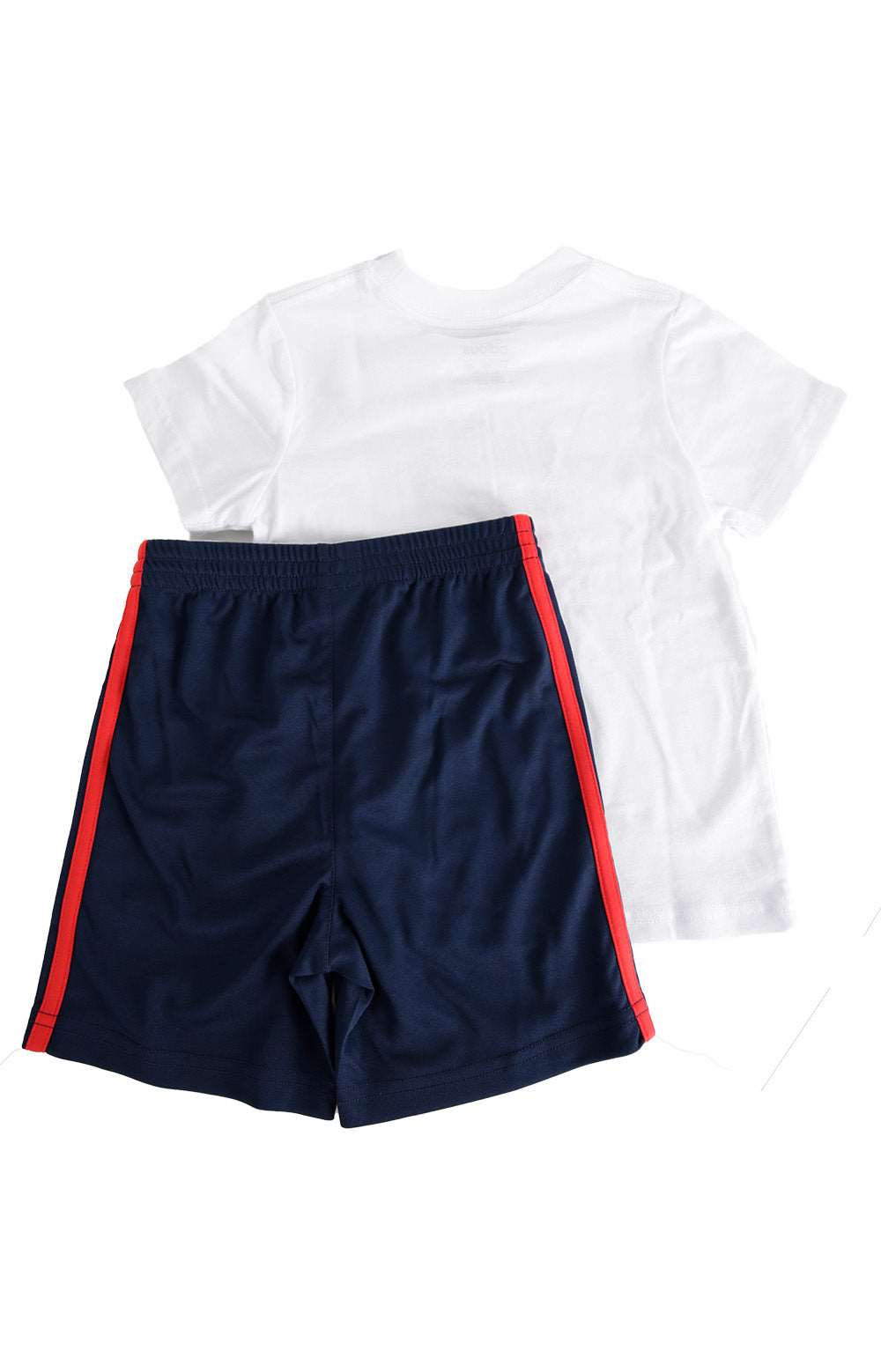 (AG6366CT) Cotton Graphic T-Shirt/Short Set - White/Navy