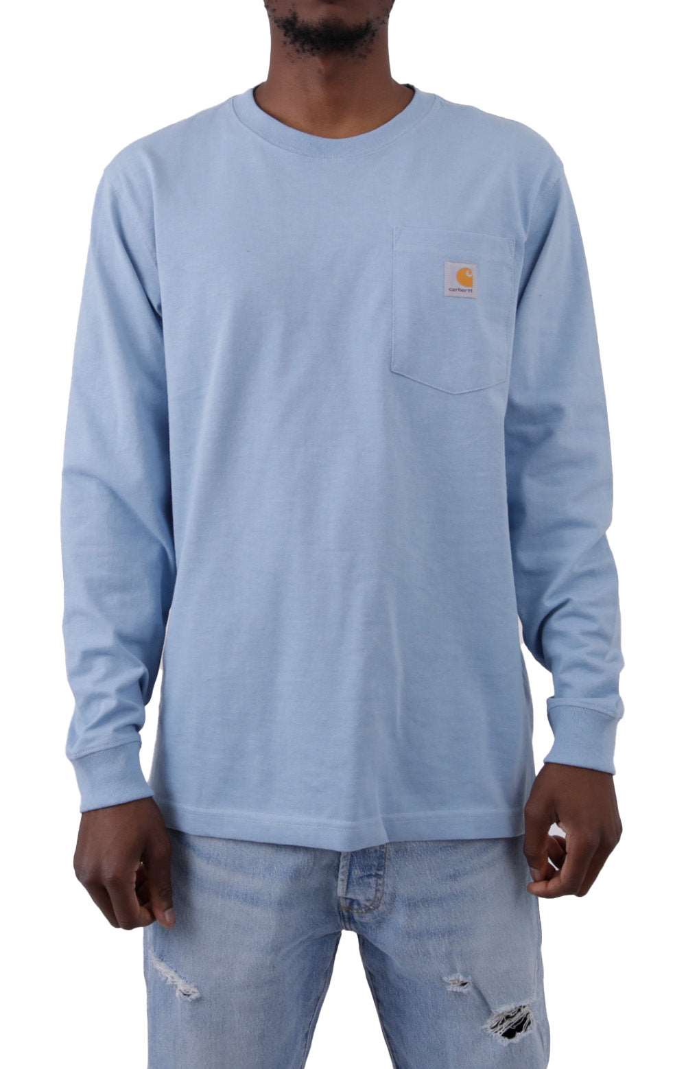 (K126) L/S Workwear Pocket Shirt - Alpine Blue Heather