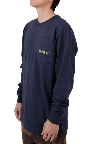 (105426) Loose Fit Heavyweight L/S Pocket Tough Graphic T-Shirt - Navy
