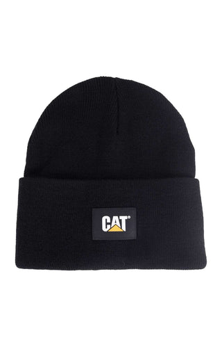 Cat Label Cuff Beanie - Black