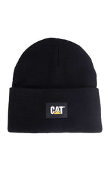 Cat Label Cuff Beanie - Black