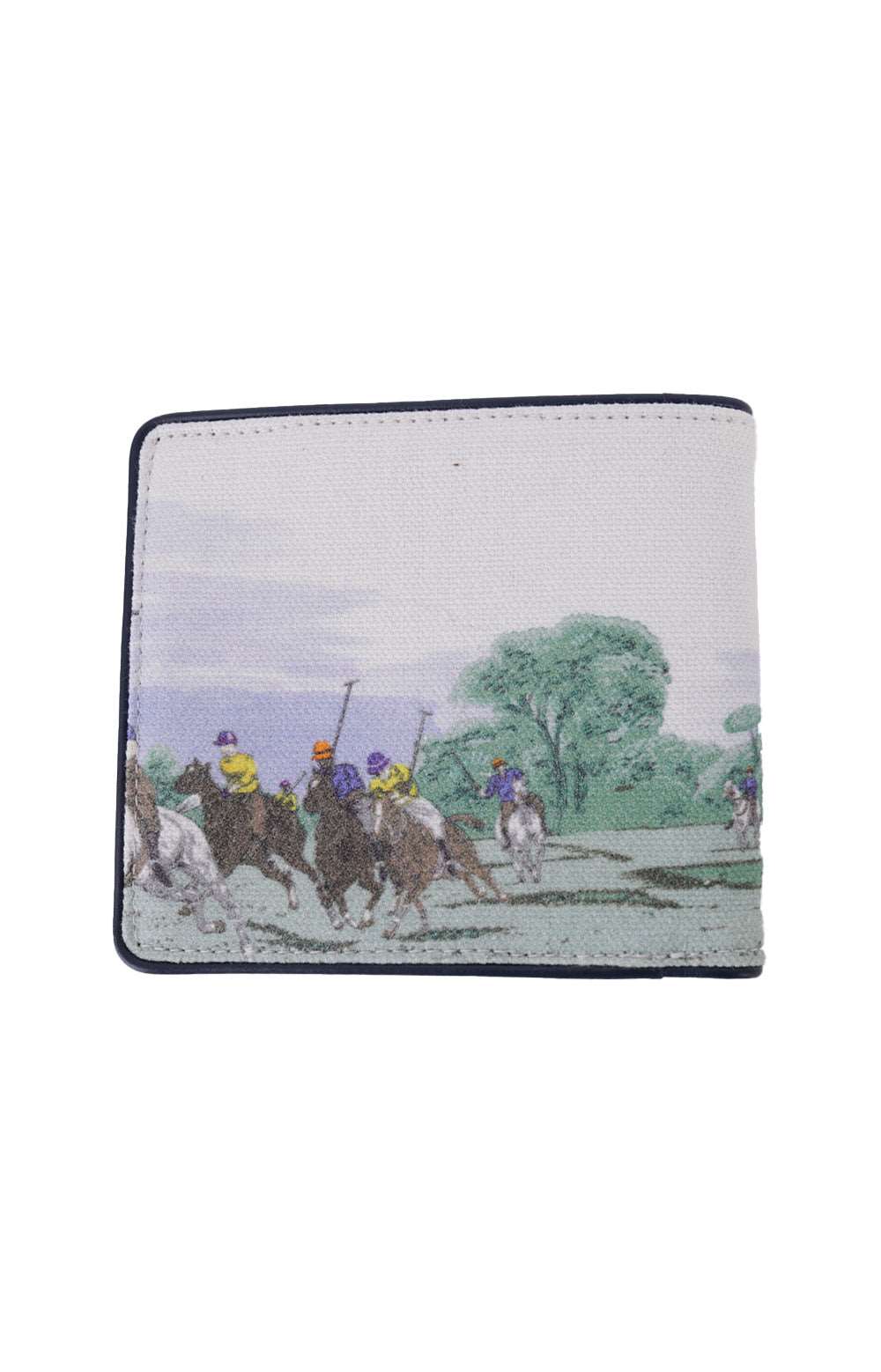 Billfold Printed Leather Wallet - Polo Match Scene