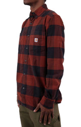 (105432) Rugged Flex Relaxed Fit MW Flannel L/S Plaid Shirt - Mineral Red