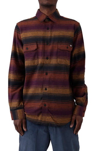 (WL657WSC) Flex Regular Flannel Shirt - Wine Blanket Stripe