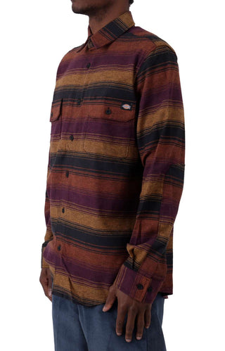 (WL657WSC) Flex Regular Flannel Shirt - Wine Blanket Stripe