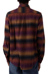 (WL657WSC) Flex Regular Flannel Shirt - Wine Blanket Stripe