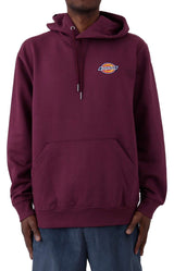 (TWR20GW9) Fleece Embroidered Chest Logo Pullover Hoodie - Grape Wine