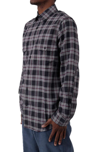 (WL657BPE) Flex Regular Flannel Shirt - Cream/Smoke Plaid