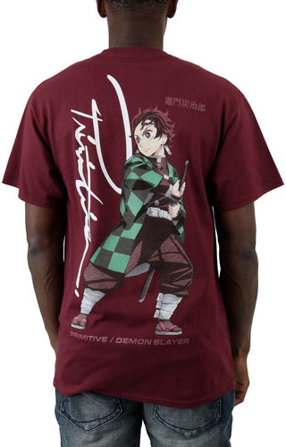 x Demon Slayer Tanjiro T-Shirt - Burgundy