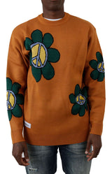 Flowers Knit Sweater - Rust