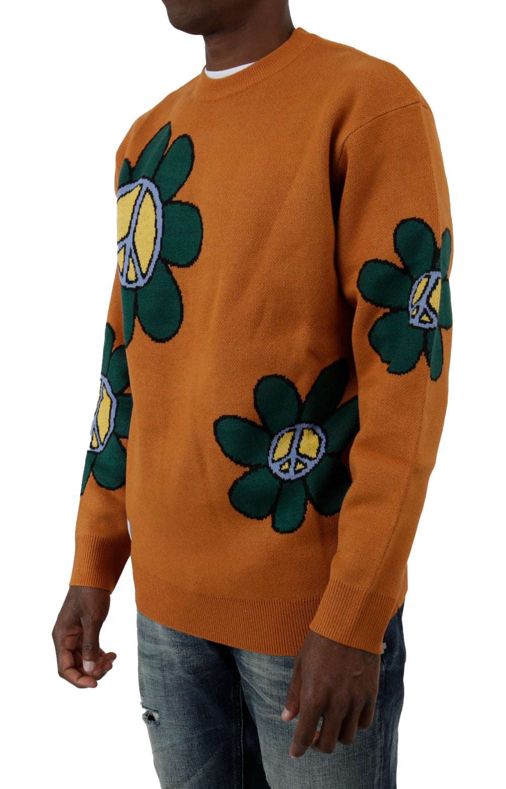 Flowers Knit Sweater - Rust