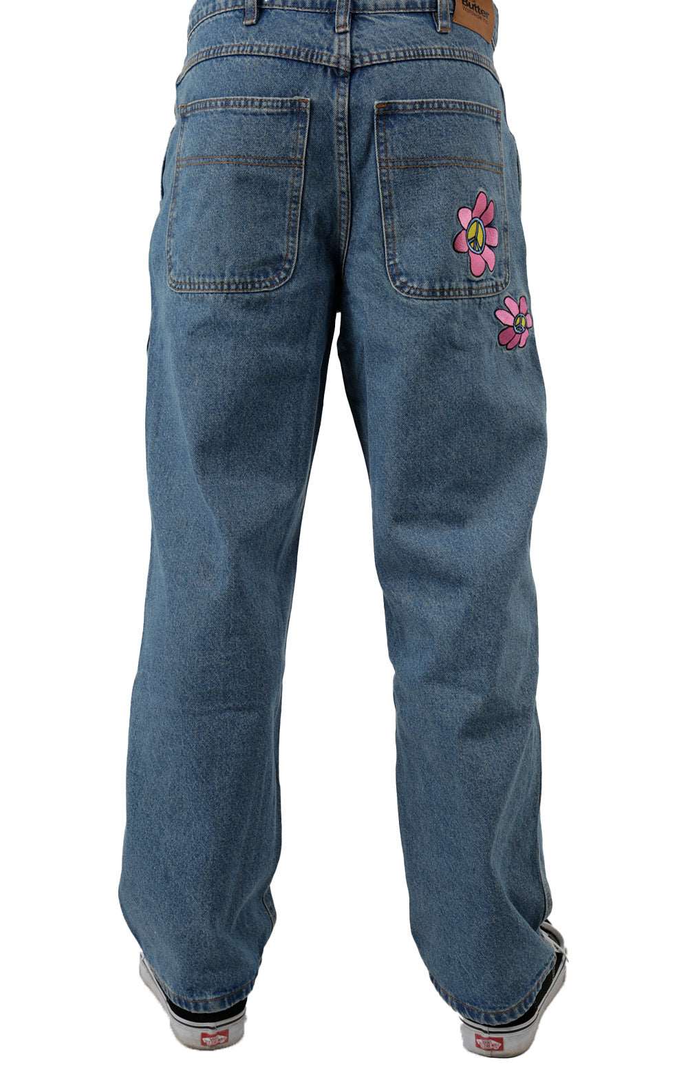 Flower Denim Pants - Washed Indigo
