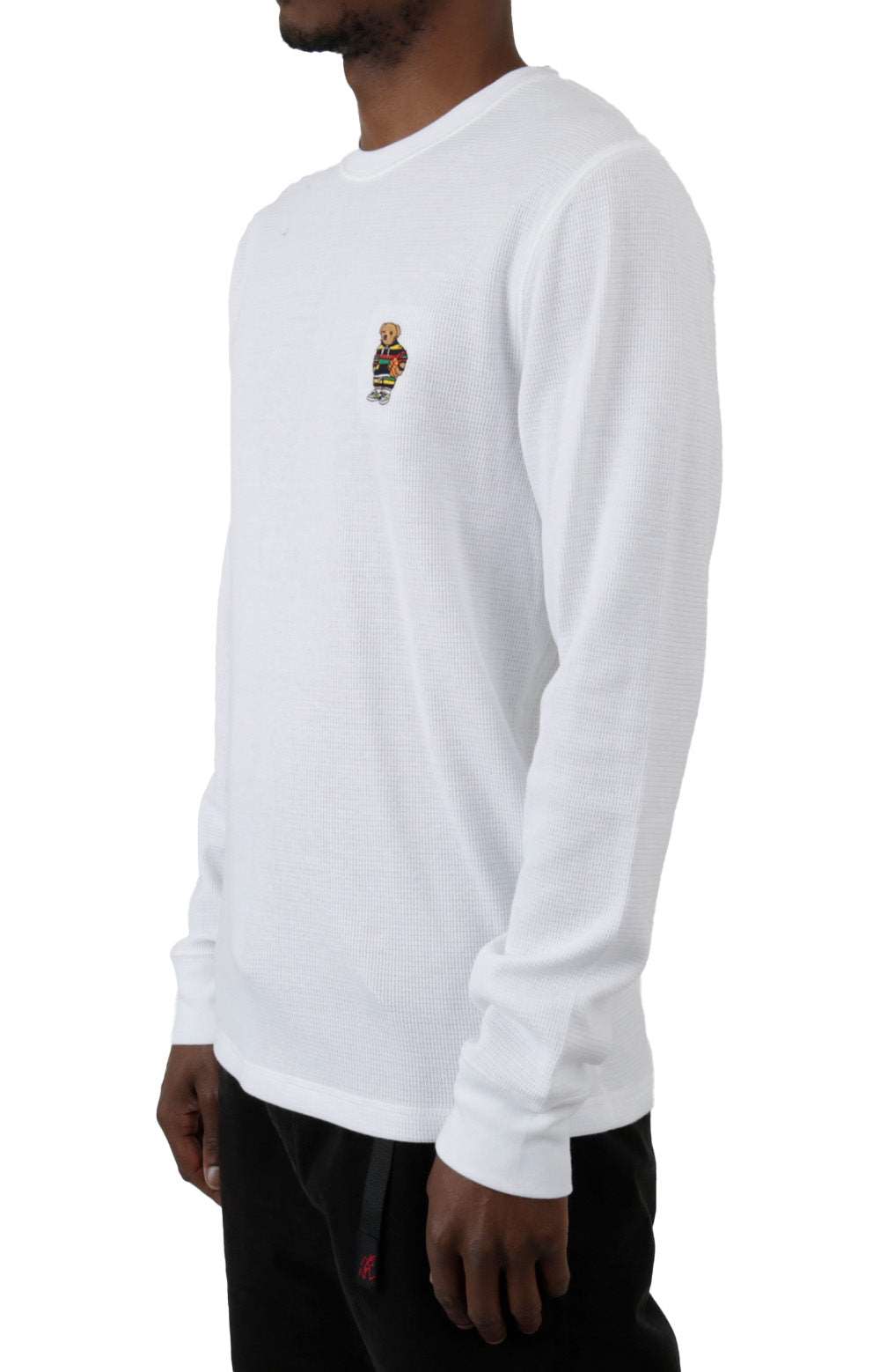 L/S Crew w/ Embroidery - White/Active Bear