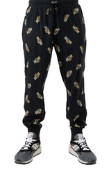 (PK79RL-AZLO) Rib Waistband Pajama Jogger - Black/Active Bear AOP