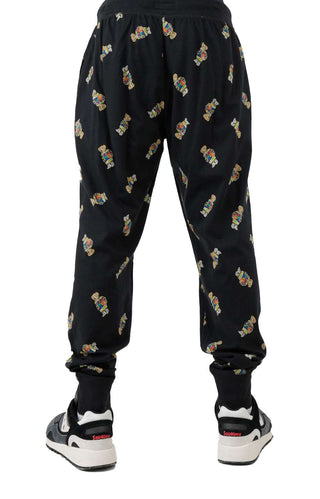 (PK79RL-AZLO) Rib Waistband Pajama Jogger - Black/Active Bear AOP