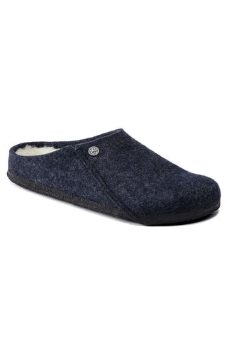 (1017535) Zermatt Shearling Wool Felt Slippers - Dark Blue