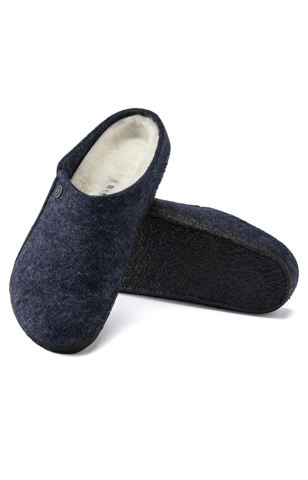 (1017535) Zermatt Shearling Wool Felt Slippers - Dark Blue