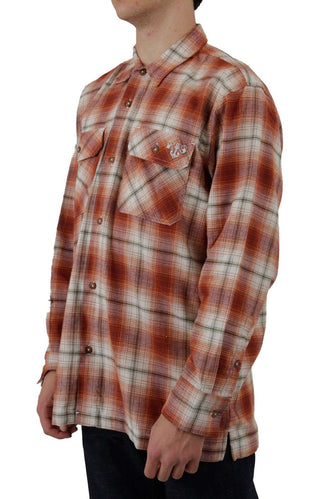 (WLRS2OB2) Ronnie Sandoval Brushed Flannel Shirt - Burnt Ombre Plaid
