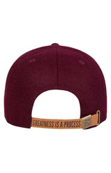 Original Crown In Melton Wool & Leather Strap-Back Hat - Burgundy