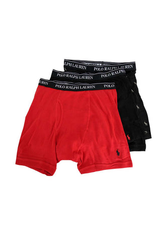 Polo Ralph Lauren, (RCBBP3-AVTH) 3 Pack Classic Fit Boxer Briefs -  Black/Black White AOPP/Red/Black – MLTD
