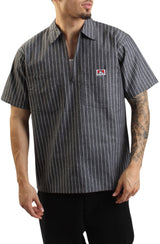 1/2 Zip Striped Shirt - Butcher Block