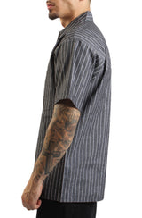 1/2 Zip Striped Shirt - Butcher Block