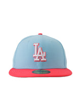 Los Dodgers Neon Splash 5950 Fitted Cap - Light Blue & Pink