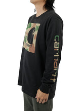 (105959) Relaxed Fit HW Long Sleeve Camo C Graphic T-Shirt - Black