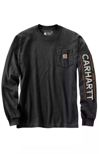(105957) Loose Fit HW L/S Hunt Graphic T-Shirt - Carbon Heather