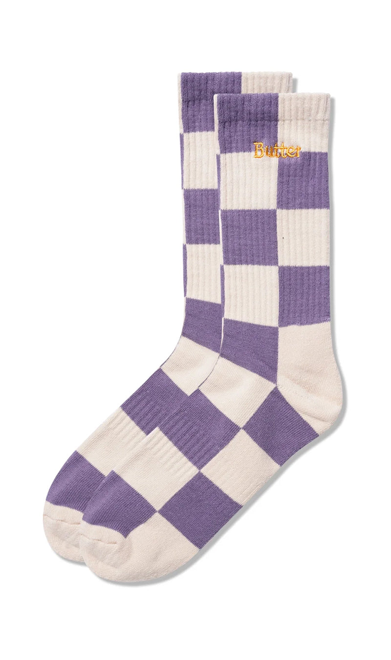 Checkered Socks - Cream/Lavender