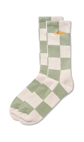 Checkered Socks - Cream/Sage