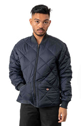 (61242DN) Diamond Quilted Nylon Jacket - Dark Navy