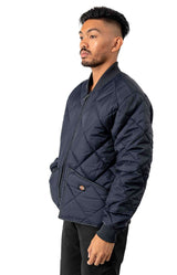 (61242DN) Diamond Quilted Nylon Jacket - Dark Navy