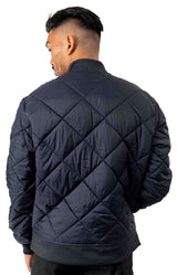 (61242DN) Diamond Quilted Nylon Jacket - Dark Navy